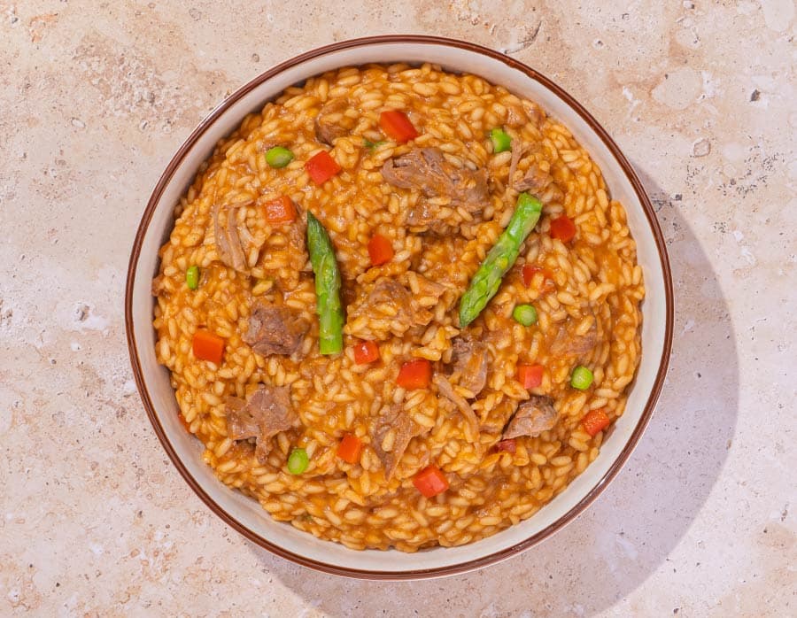 Arroz con cerdo y verduras