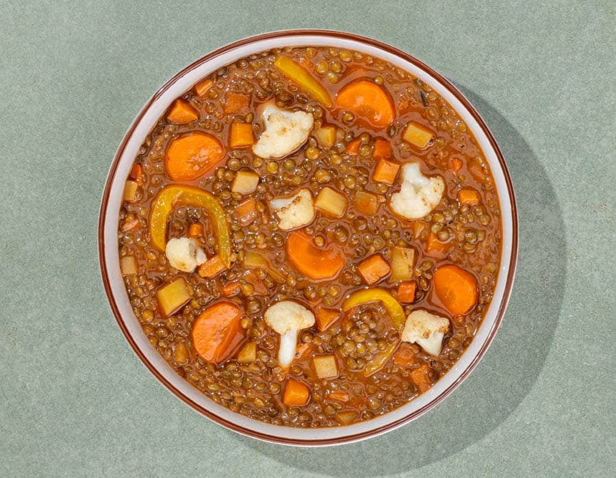 Lentejas masala con verduras